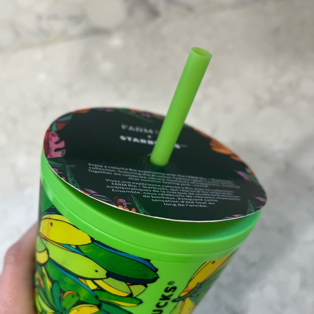 Starbucks + FARM Rio Colorful Green Floral Tumbler - Venti 24 oz - Picture 6 of 8